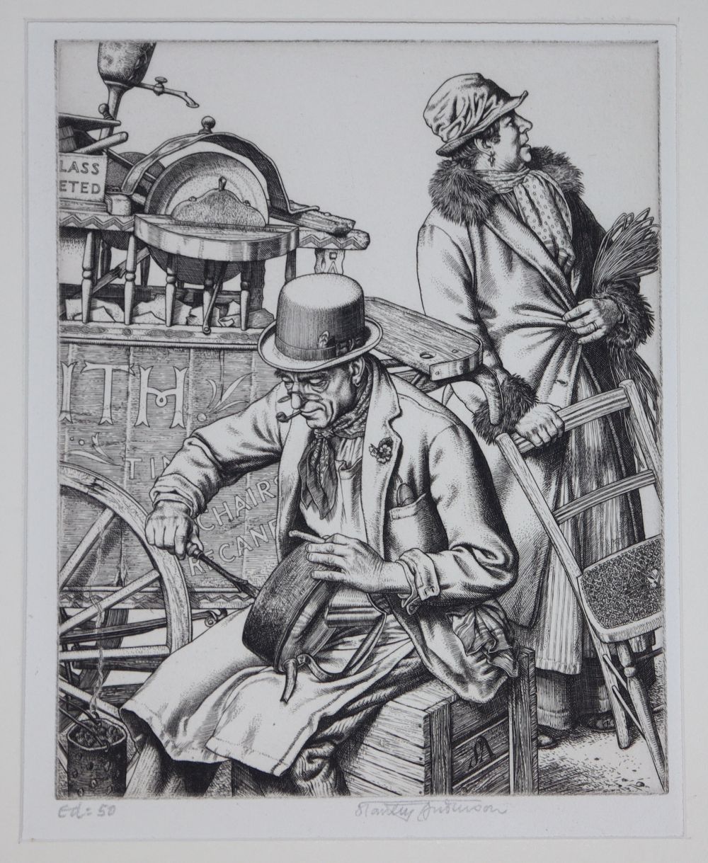 Stanley Anderson (1884-1966), line engraving, The Old Tinker, signed and inscribed Ed 50, 17.5 x 14cm, unframed
